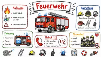 Vorschau - Arbeitsblätter - Arbeitsblatt zum Thema "Feuerwehr" + Onlineübung & MP3 + Infografik - Seite 1