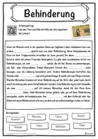 Vorschau - Stundenentwürfe - Behinderung Lückentext mit Wortspeicher Hörverstehen und Suchsel - Seite 1