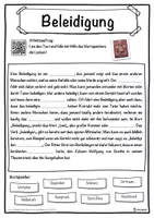 Vorschau - Unterrichtsreihen - Beleidigung Lückentext mit Wortspeicher Hörverstehen und Suchsel - Seite 1