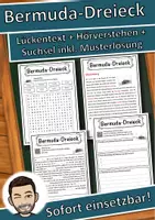 Vorschau - Unterrichtsreihen - Bermuda-Dreieck Lückentext mit Wortspeicher Hörverstehen und Suchsel - Deckblatt