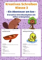 Vorschau - Stundenentwürfe - Kreatives Schreiben Klasse 3 – Abenteuer am See | Schreibaufgaben mit Hilfen & Beispielen - Deckblatt