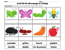 Aperçu - Feuilles d'exercices - Les insectes Découpe et colle - Page 2