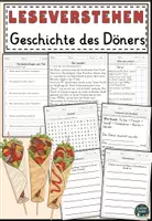Vorschau - Arbeitsblätter - Geschichte des Döners Lesen und Verstehen Arbeitsblätter mit Lesetext, Fragen - Deckblatt