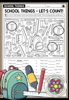 Vorschau - Arbeitsblätter - School Things / Schulsachen – zählen & There is / There are üben | differenzierte Arbeitsblätter 4.–5. Klasse - Deckblatt
