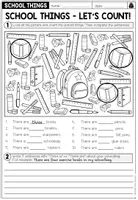Vorschau - Arbeitsblätter - School Things / Schulsachen – zählen & There is / There are üben | differenzierte Arbeitsblätter 4.–5. Klasse - Seite 1