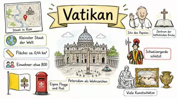 Vorschau - Arbeitsblätter - AB mit Fragen zum Thema "Vatikan" + Lösungsblatt + Infografik - Seite 1