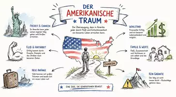 Vorschau - Arbeitsblätter - Arbeitsblätter zum Thema "Der amerikanische Traum" + Lösung & MP3 + Infografik - Seite 1