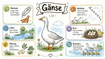 Vorschau - Arbeitsblätter - Arbeitsblätter zum Thema "Gänse" + Lösung & Fragen & MP3 + Infografik - Seite 1