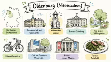 Vorschau - Arbeitsblätter - Arbeitsblätter zum Thema "Oldenburg (Niedersachsen)" + Lösung & MP3 + Mindmap + Infografik - Seite 1