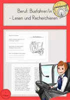 Vorschau - Arbeitsblätter - Lesen Recherchieren Berufe Busfahrer - Deckblatt
