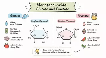Vorschau - Arbeitsblätter - Arbeitsblatt "Monosaccharide: Glucose und Fructose" + interaktive Lösung & MP3 + Mindmap + Infografik - Seite 1