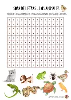 Vista previa - Hojas de trabajo - Sopa de letras animales - Portada
