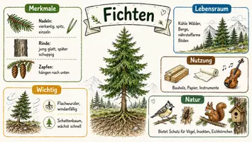 Vorschau - Arbeitsblätter - Arbeitsblatt "Fichten" + Onlineübung & MP3 + Infografik - Seite 1