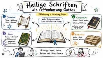 Vorschau - Arbeitsblätter - Arbeitsblatt "Heilige Schriften als Offenbarung Gottes" + interaktive Lösung & MP3 + Infografik - Seite 1
