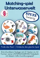 Vorschau - Stationenlernen - Unterwasserwelt Matching-Spiel • Swierig • DaZ • Grundschule & Kindergarten - Deckblatt