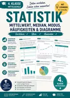 Vorschau - Arbeitsblätter - Statistik verstehen – Mittelwert, Median, Modus & Diagramme 4 Klasse - Deckblatt