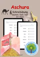 Vorschau - Arbeitsblätter - 🌙Aschura Wörter | Muharram für Kinder | Schreibübung ab 1. Klasse - Deckblatt