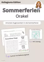 Vorschau - Spiele - Sommerferien-Orakel Suchsel Schuljahresabschluss – Kollegiums-Edition ☀️ - Deckblatt