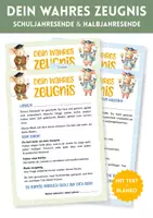 Vorschau - Fördermaterial/Inklusion - Zeugnis | Das wahre Zeugnis | Schuljahresende & Halbjahresende Grundschule | Persönliches Zeugnis | Zeugnisbeilage - Deckblatt