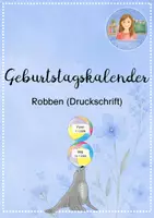 Vorschau - Bildkarten - Geburtstagskalender Robben (Druckschrift) - Deckblatt