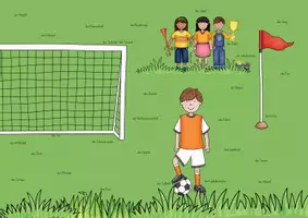 Vorschau - Stationenlernen - Wimmelbild mit 30 Fußball-/Lernwörtern/Lupenwörter - Seite 2