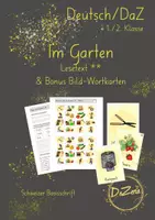 Vorschau - Unterrichtsreihen - Im Garten: Lesetext 2 mit Wort-Bildkarten - Deckblatt
