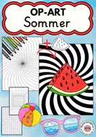 Vorschau - Mal- und Bastelvorlagen - Sommer Kunstprojekt OP-Art - Deckblatt