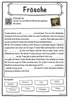 Vorschau - Unterrichtsreihen - Frösche Lückentext mit Wortspeicher Hörverstehen und Suchsel - Seite 1