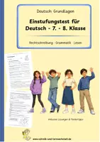 Vorschau - Arbeitsblätter - Einstufungstest für Deutsch - 7.-8. Klasse - Deckblatt