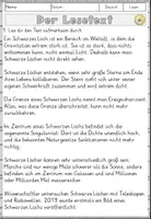Vorschau - Arbeitsblätter - Schwarzes Loch, Lesen und Verstehen Arbeitsblätter mit Lesetext, Fragen - Seite 2