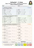 Vorschau - Test - Mathearbeit Umrechnung von Massen, Quadratmetern... - Deckblatt