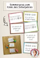 Vorschau - Mal- und Bastelvorlagen - Feriengruß Sommerferien Paket | Grußkarten Schuljahresende - Seite 1