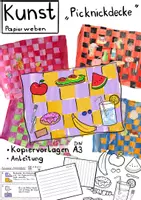 Vorschau - Mal- und Bastelvorlagen - Kunst Bastelvorlage "Picknickdecke" Frühling Sommer - Deckblatt