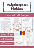 Vorschau - Arbeitsblätter - Moldau Lesetext einfach verständlich mit Aufgaben + Lösungen und Wortspeicher Leseverstehen - Deckblatt