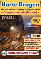 Vorschau - Arbeitsblätter - Illegale Drogen Arbeitsblatt Heroin Kokain Ecstasy Crystal Meth Wirkung AB6 - Deckblatt