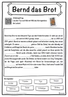 Vorschau - Unterrichtsreihen - Bernd das Brot Lückentext mit Wortspeicher Hörverstehen und Suchsel - Seite 1