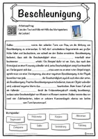 Vorschau - Unterrichtsreihen - Beschleunigung Lückentext mit Wortspeicher Hörverstehen und Suchsel - Seite 1