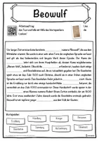 Vorschau - Unterrichtsreihen - Beowulf Lückentext mit Wortspeicher Hörverstehen und Suchsel - Seite 1