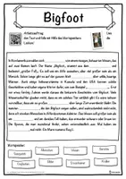 Vorschau - Unterrichtsreihen - Bigfoot Lückentext mit Wortspeicher Hörverstehen und Suchsel - Seite 1