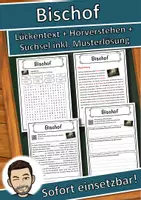 Vorschau - Unterrichtsreihen - Bischof Lückentext mit Wortspeicher Hörverstehen und Suchsel - Deckblatt