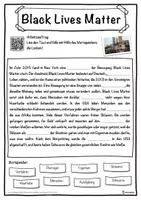 Vorschau - Unterrichtsreihen - Black Lives Matter Lückentext mit Wortspeicher Hörverstehen und Suchsel - Seite 1