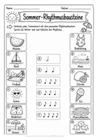 Vorschau - Stundenentwürfe - Rhythmusbausteine Sommer | Arbeitsblätter, Bildkarten & Rhythmuskarten für den Musikunterricht Klasse 1–4 - Seite 1