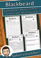 Vorschau - Unterrichtsreihen - Blackbeard Lückentext mit Wortspeicher Hörverstehen und Suchsel - Deckblatt