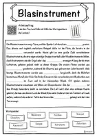Vorschau - Unterrichtsreihen - Blasinstrument Lückentext mit Wortspeicher Hörverstehen und Suchsel - Seite 1