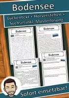 Vorschau - Unterrichtsreihen - Bodensee Lückentext mit Wortspeicher Hörverstehen und Suchsel - Deckblatt