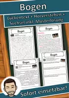 Vorschau - Unterrichtsreihen - Bogen Lückentext mit Wortspeicher Hörverstehen und Suchsel - Deckblatt
