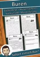 Vorschau - Unterrichtsreihen - Buren Lückentext mit Wortspeicher Hörverstehen und Suchsel - Deckblatt