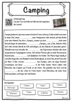 Vorschau - Unterrichtsreihen - Camping Lückentext mit Wortspeicher Hörverstehen und Suchsel - Seite 1