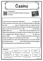 Vorschau - Unterrichtsreihen - Casino Lückentext mit Wortspeicher Hörverstehen und Suchsel - Seite 1
