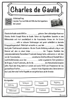 Vorschau - Unterrichtsreihen - Charles de Gaulle Lückentext mit Wortspeicher Hörverstehen und Suchsel - Seite 1